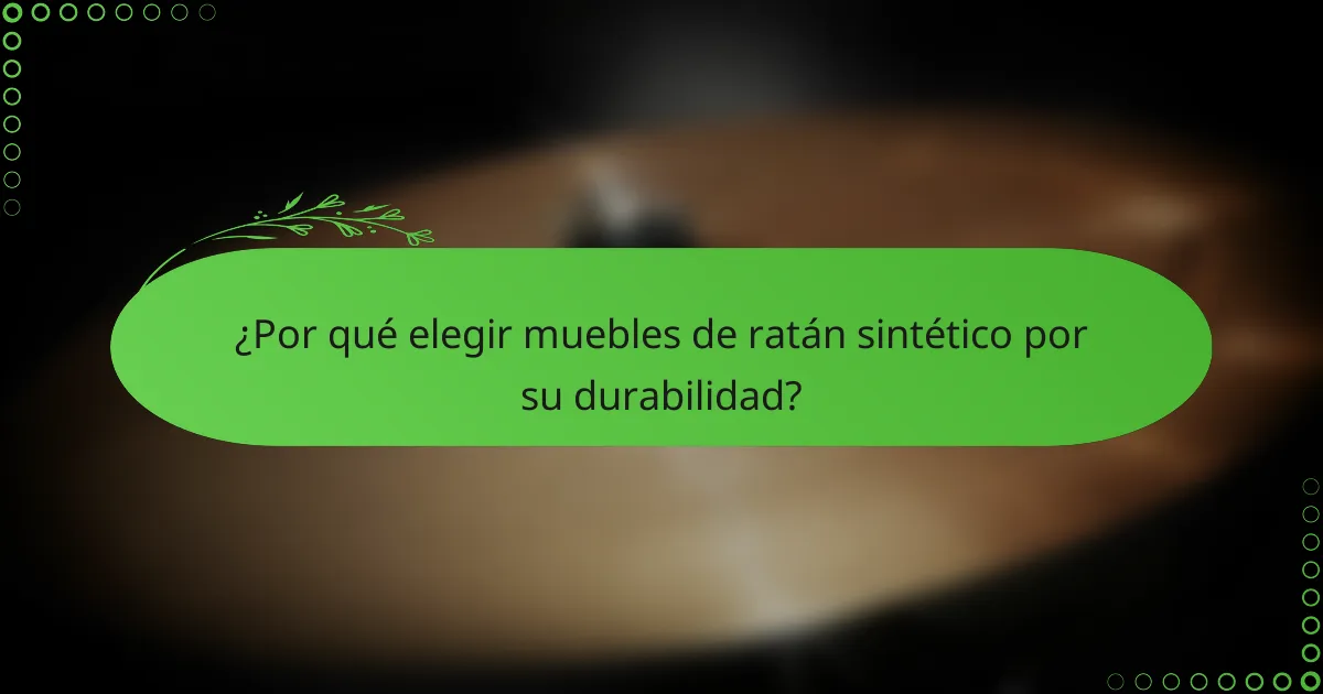 ¿Por qué elegir muebles de ratán sintético por su durabilidad?